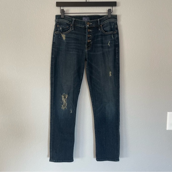 Anthropologie’s MOTHER The Pixie Dropout Boyfriend Jeans in Jaded and Torn - 25 - Picture 4 of 9